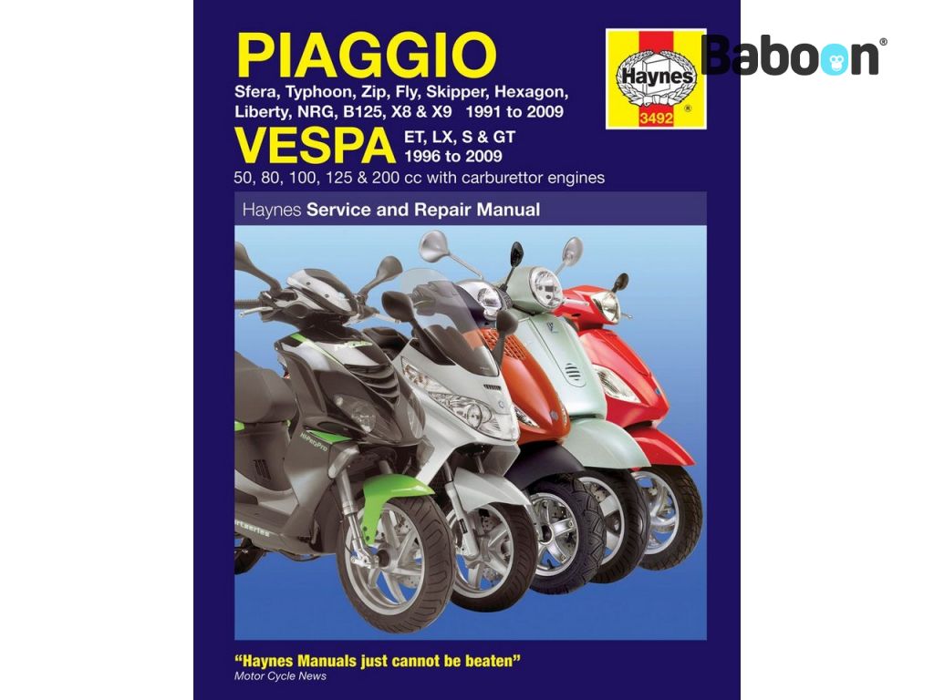 Haynes Εγχειρίδιο εργαστηρίου Piaggio/Vespa 50, 80, 100, 125 & 200cc with carburettor engines 1991-2009