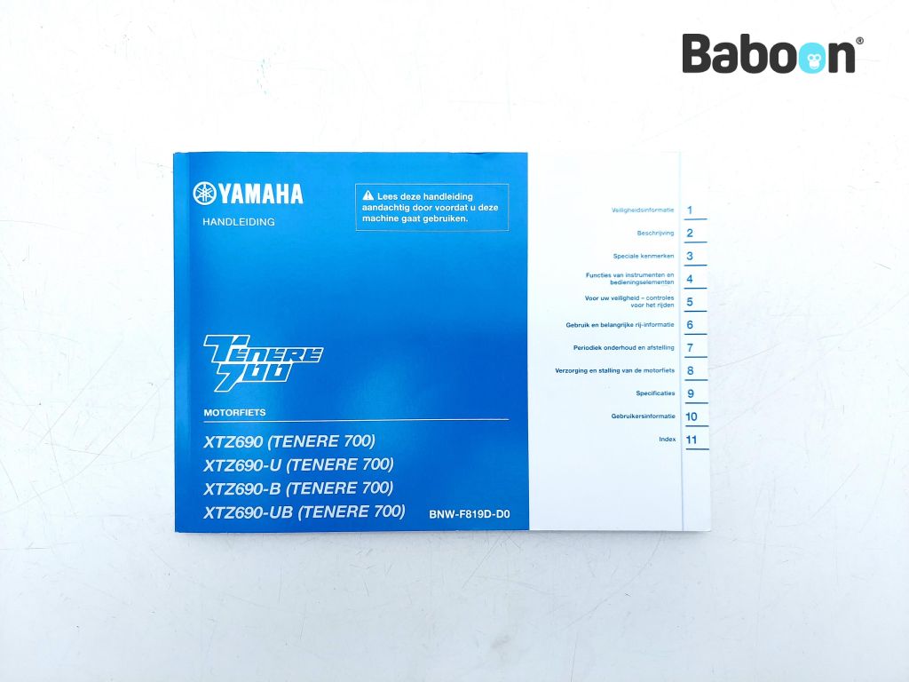 Yamaha XTZ 690 Tenere 700 2020-2022 (XTZ690 700) Instructie Boek (BNW-F819D-D0)