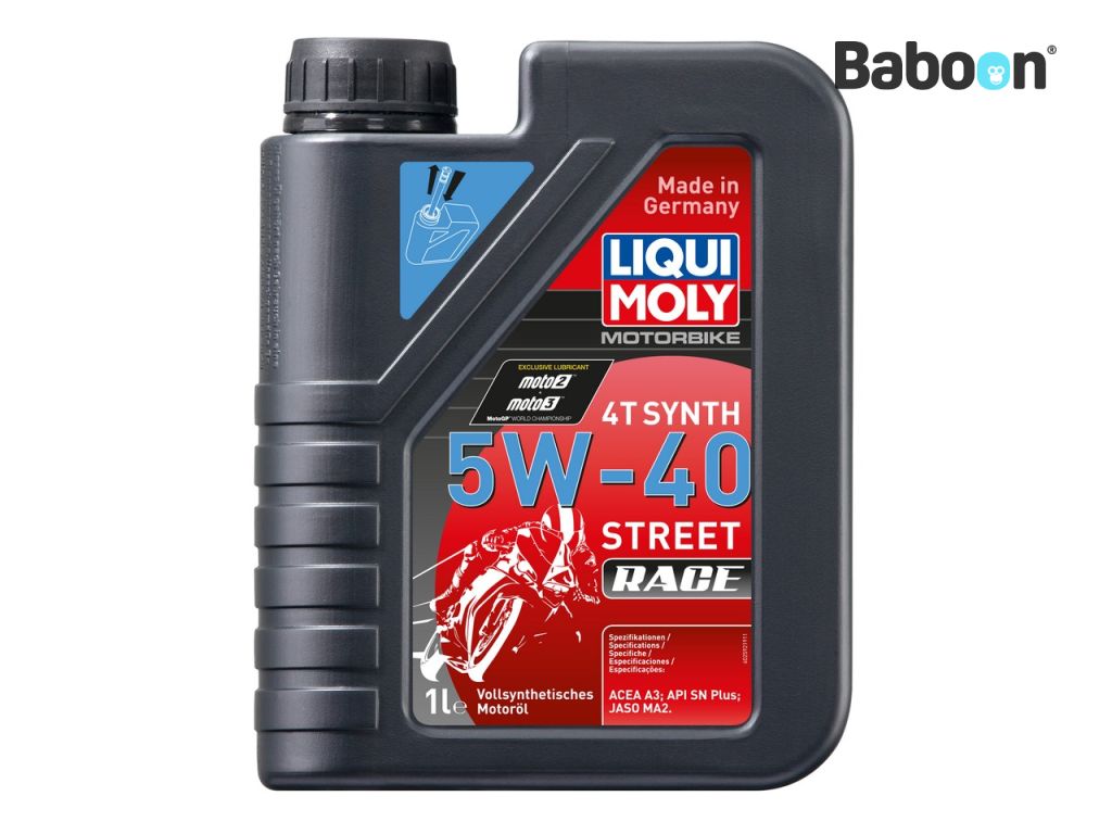 Liqui Moly Aceite de motor totalmente sintético para moto 4T Synth 5W-40 Street Race 1L
