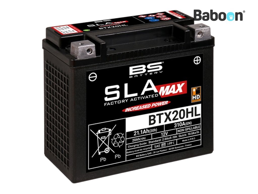 BS Battery Accu AGM BTX20HL (YTX20HL) SLA Max Maintenance-free factory activated