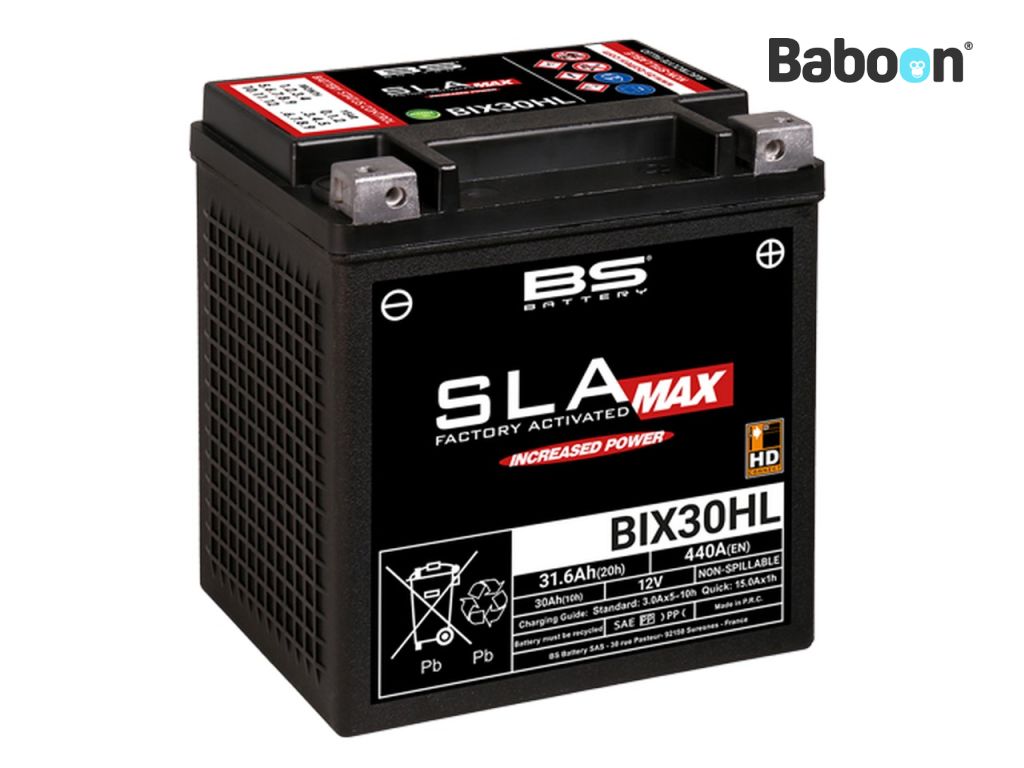 BS Battery Accu AGM BIX30HL (YIX30L) SLA Max Onderhoudsvrij fabriek geactiveerd 