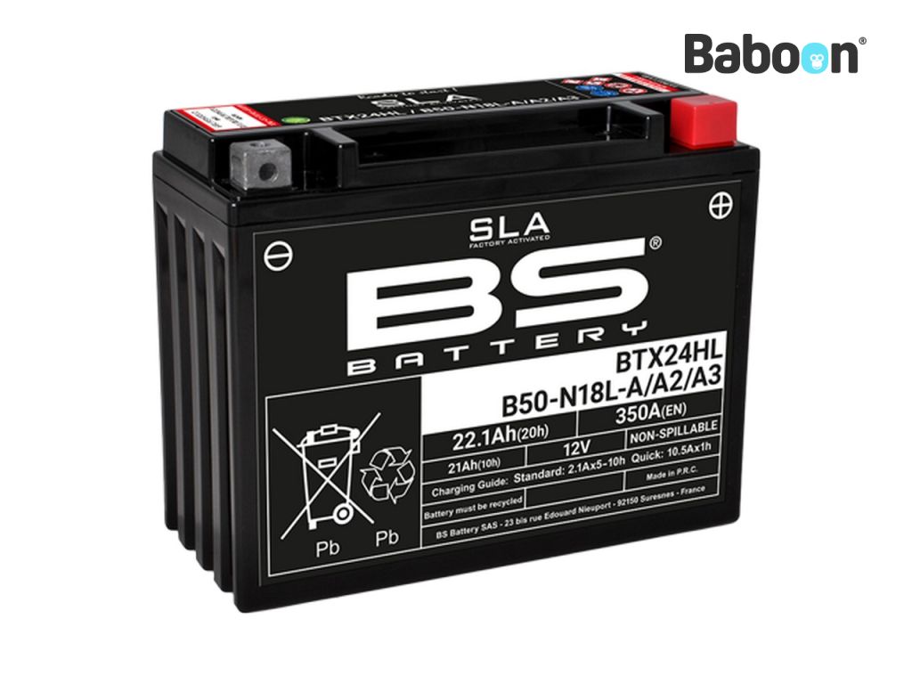Baterie BS Baterie AGM BTX24HL (YTX24HL) SLA Bezúdržbová továrna aktivována