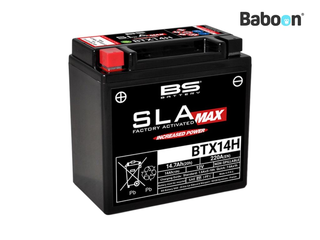 BS Battery Accu AGM BTX14H (YTX14H) SLA Max Karbantartásmentes gyárilag aktiválva