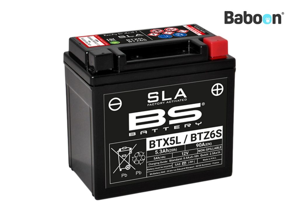 Baterie BS Accu AGM BTX5L (YTX5L) SLA Fără întreținere activată din fabrică